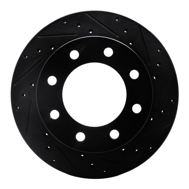 Cadillac DeVille Brake Rotor (1) - Front Right - R1 Concepts - Drilled & Slotted - Black - `99-`20